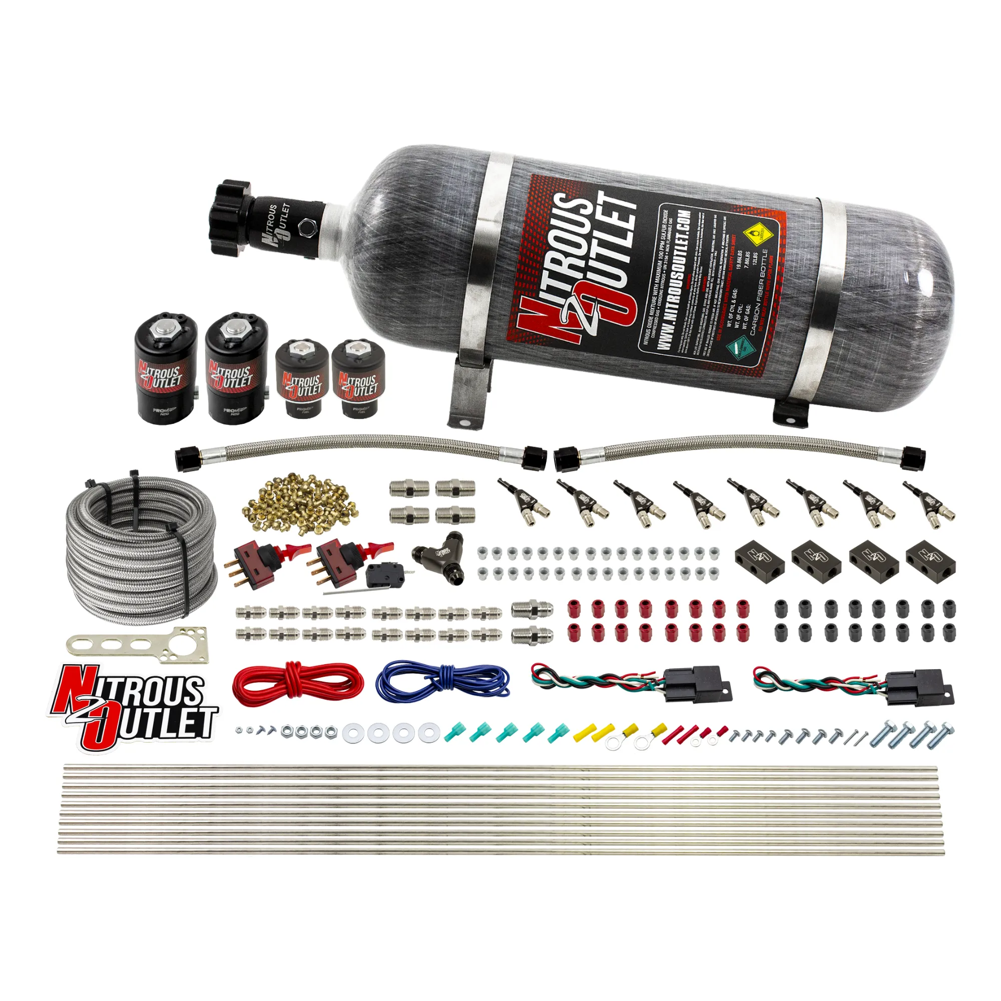 Nitrous Outlet 4 Cylinder Dual Stage Direct Port System - Two .122 Nitrous Solen