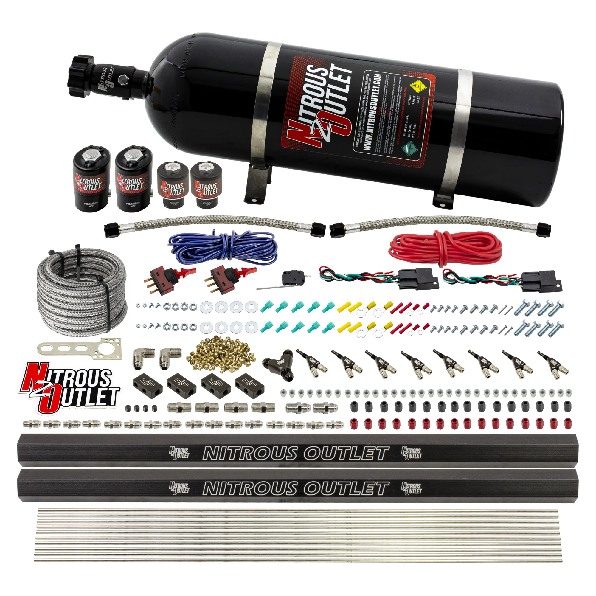 Nitrous Outlet 4 Cylinder Dual Stage Direct Port System - Two .122 Nitrous Solen