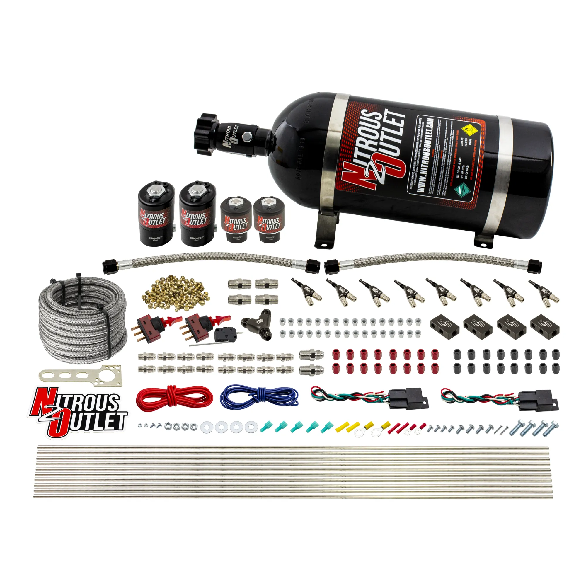 Nitrous Outlet 4 Cylinder Dual Stage Direct Port System - Two .122 Nitrous Solen
