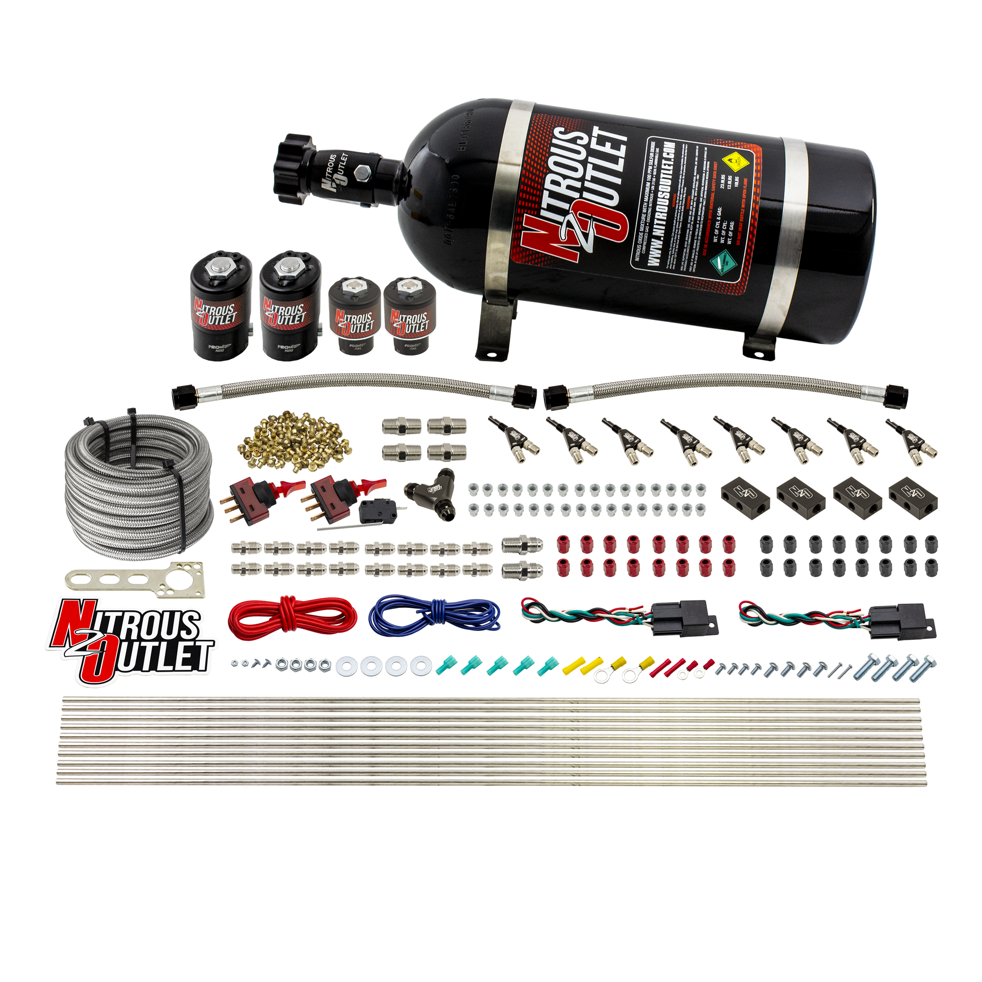 Nitrous Outlet 4 Cylinder Dual Stage Direct Port System - Two .122 Nitrous Solen