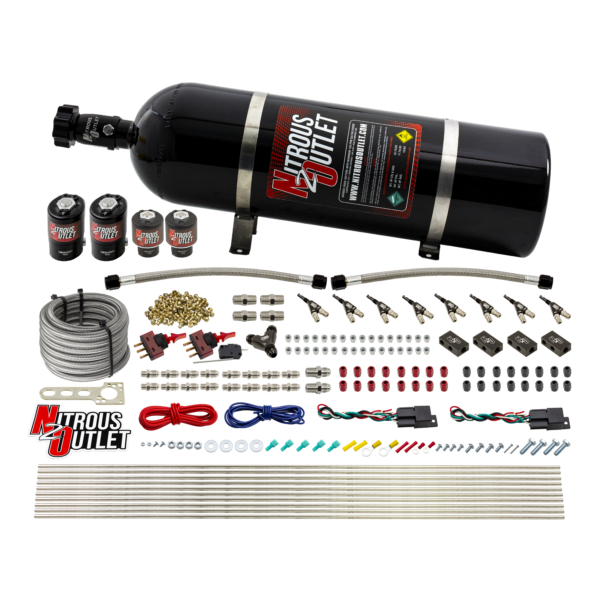 Nitrous Outlet 4 Cylinder Dual Stage Direct Port System - Two .122 Nitrous Solen