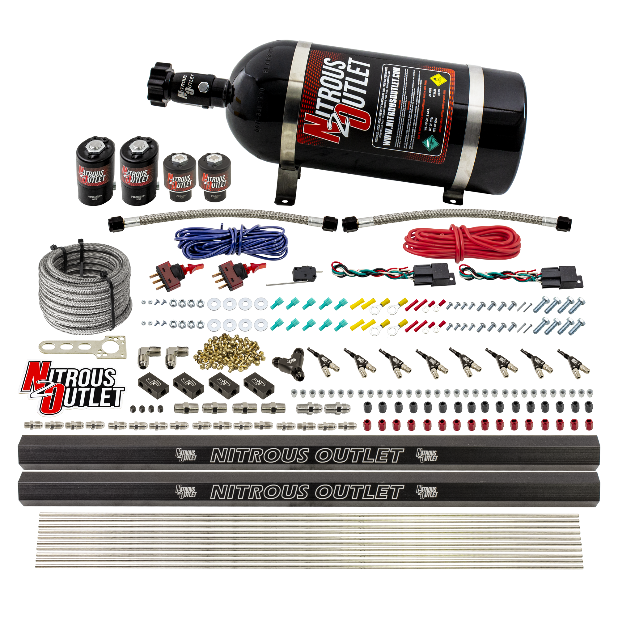 Nitrous Outlet 4 Cylinder Dual Stage Direct Port System - Two .122 Nitrous Solen