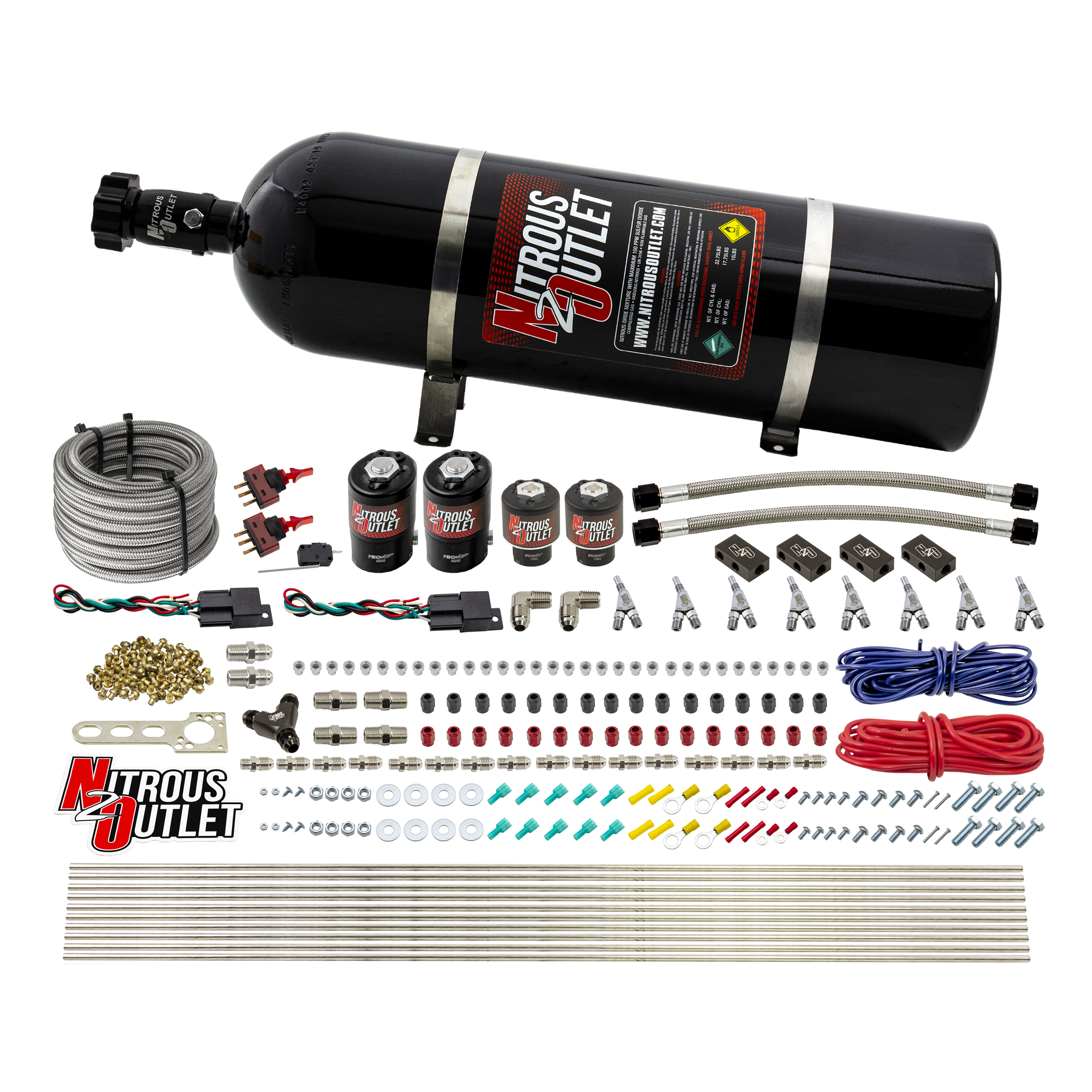 Nitrous Outlet 4 Cylinder Dual Stage Direct Port System - Two .122 Nitrous Solen