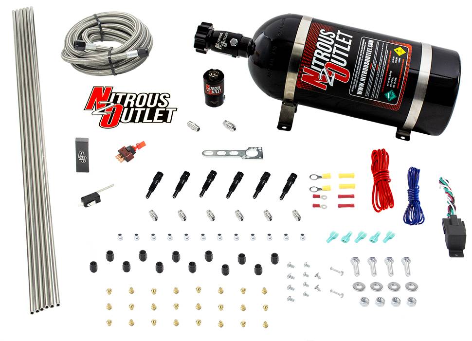 Dry 6 Cylinder Dual Stage Direct Port System Two .122 Nitrous Solenoids Distribu