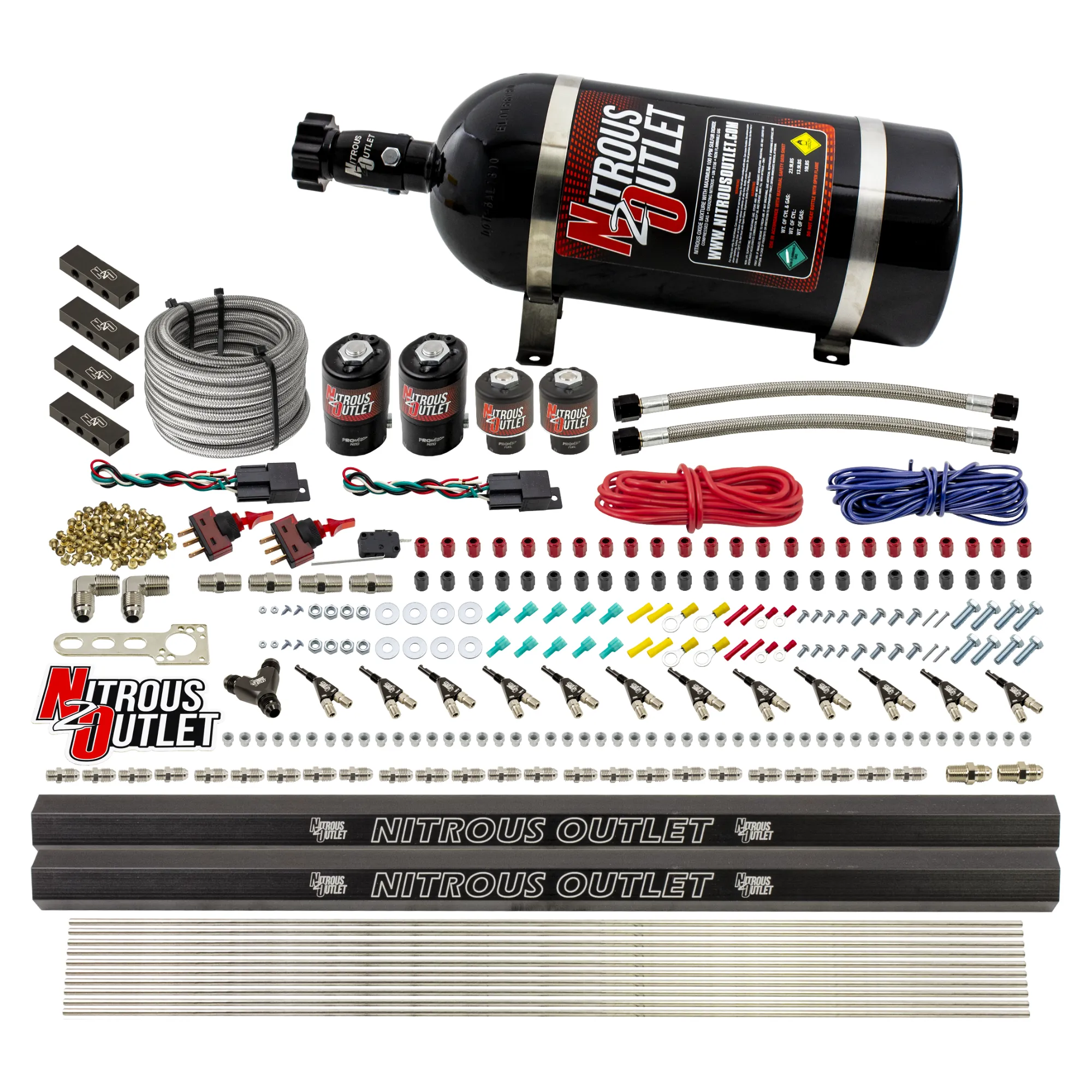 6 Cylinder Dual Stage Direct Port System Two .122 Nitrous Solenoids Two .177 Fue