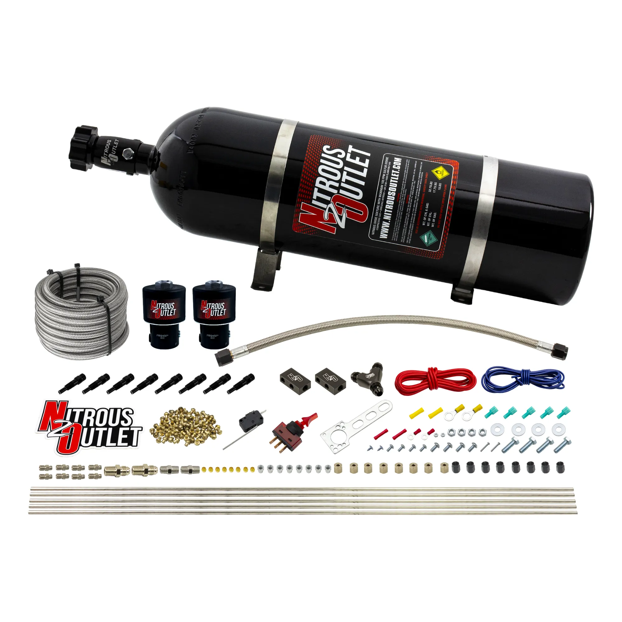 Nitrous Outlet Dry 8 Cylinder Direct Port System - Two .178 Trashcan Nitrous Sol