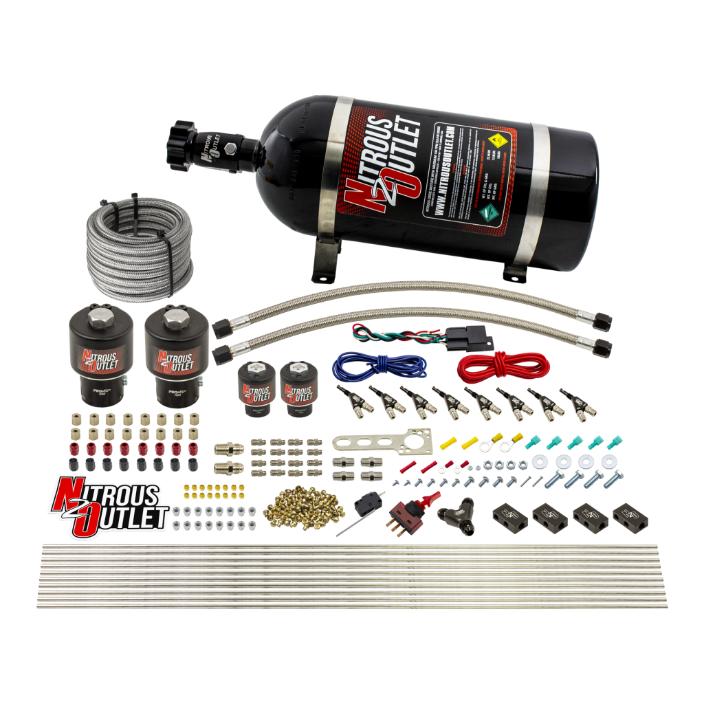 8 Cylinder Direct Port System Two .178 Trashcan Nitrous Solenoids Two .177 Fuel