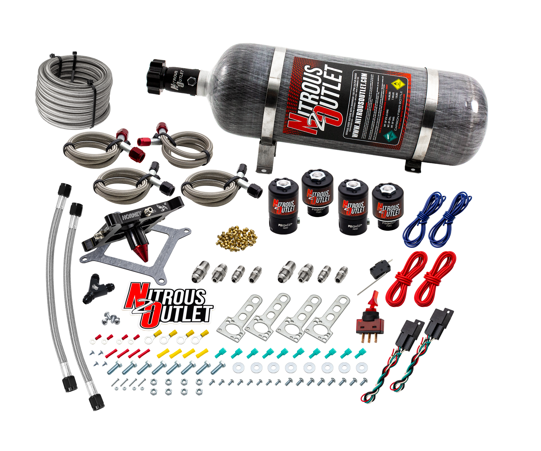 4150 Hornet 3 Dual Stage System Two .122 Nitrous Solenoids Two .177 Fuel Solenoi