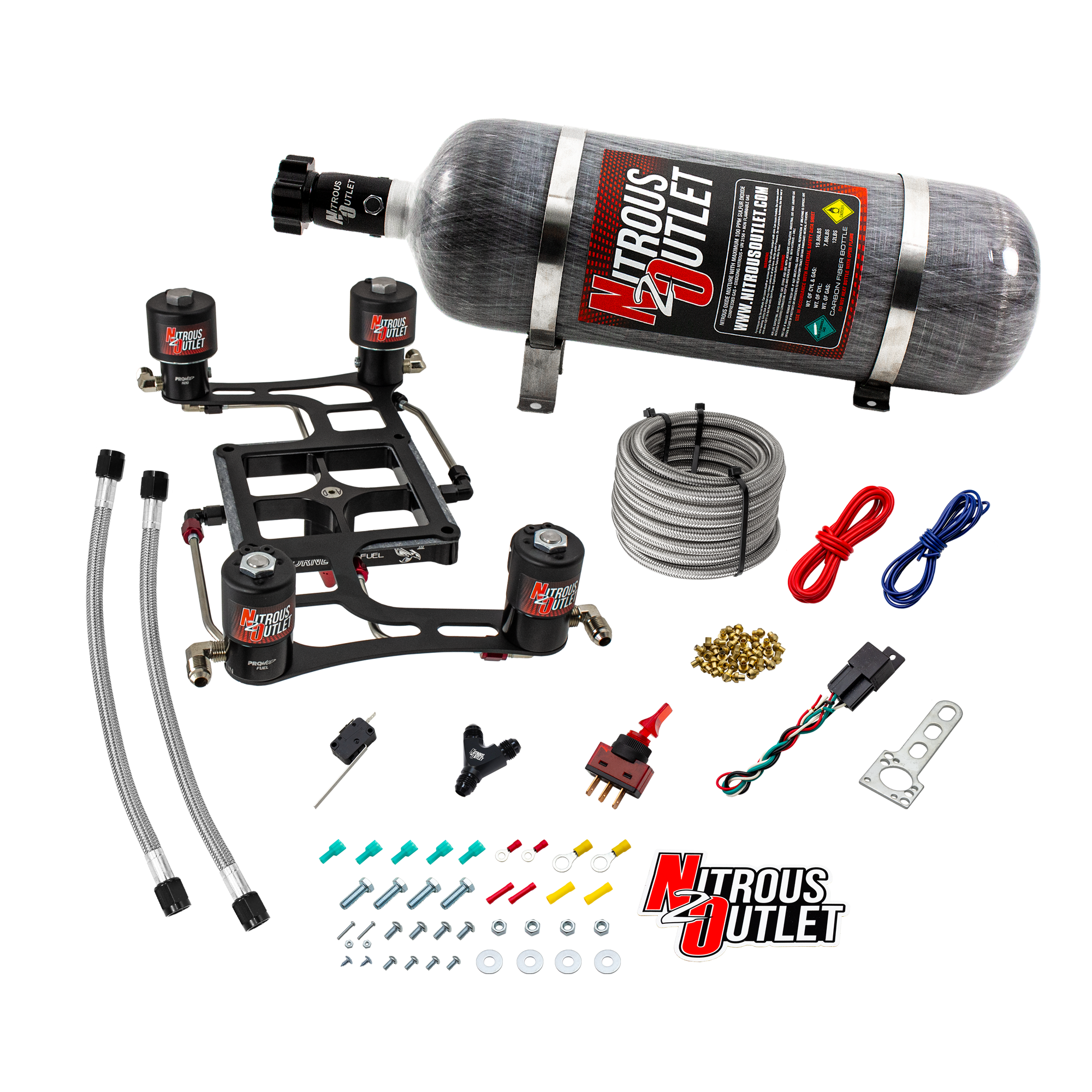 4500 Hornet 3 Race Dual Stage System Hard-line Two .178 Trashcan Nitrous Solenoi