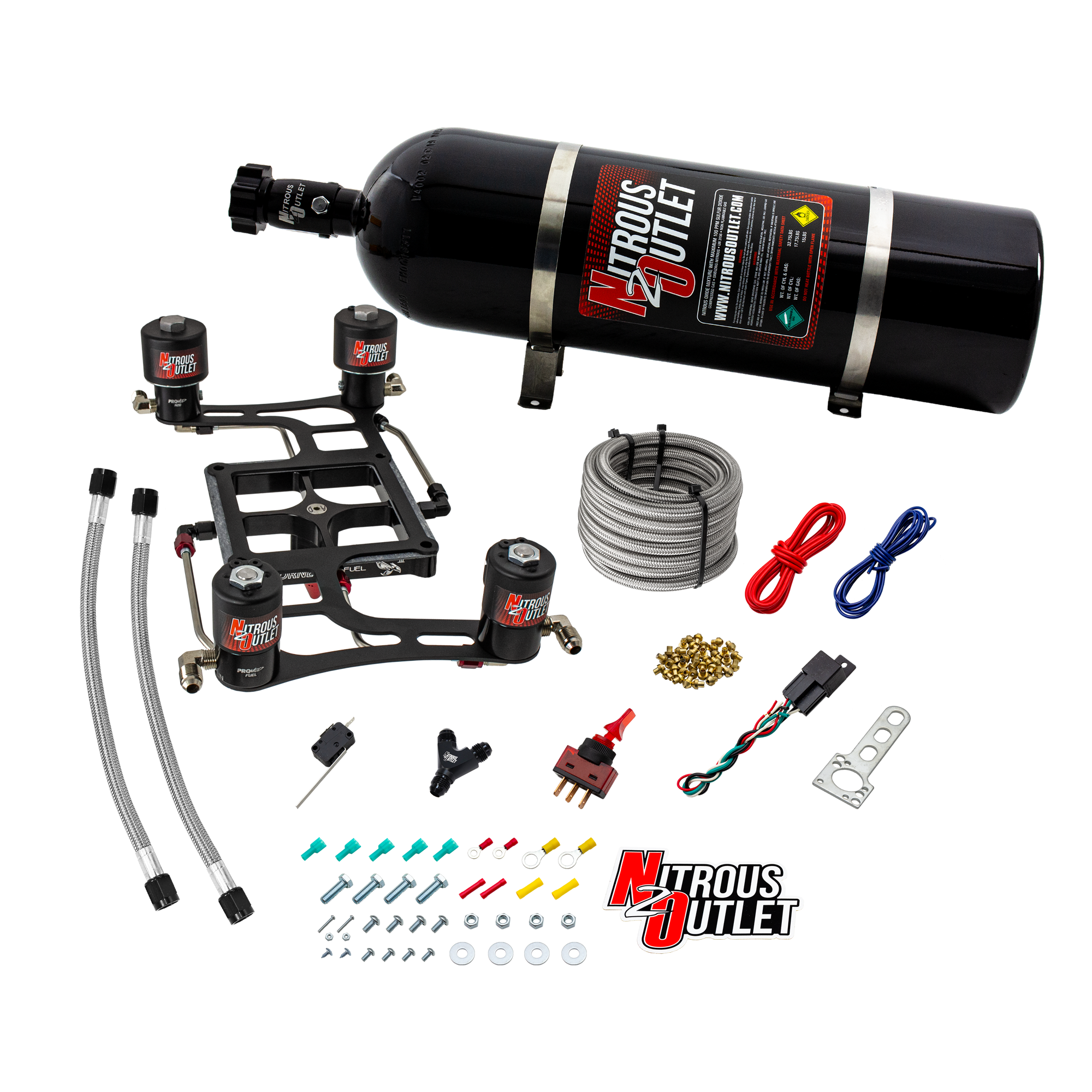 4500 Hornet 3 Race Dual Stage System Hard-line Two .178 Trashcan Nitrous Solenoi