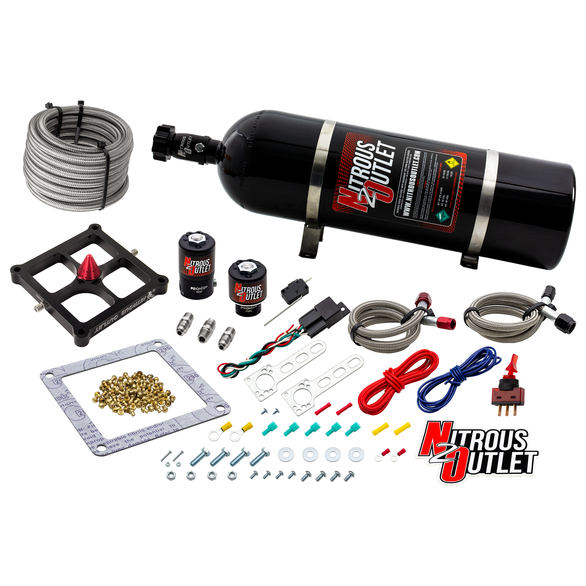 4500 Stinger 2 System Braided Hoses .122 Nitrous Solenoid .177 Fuel Solenoid Uni
