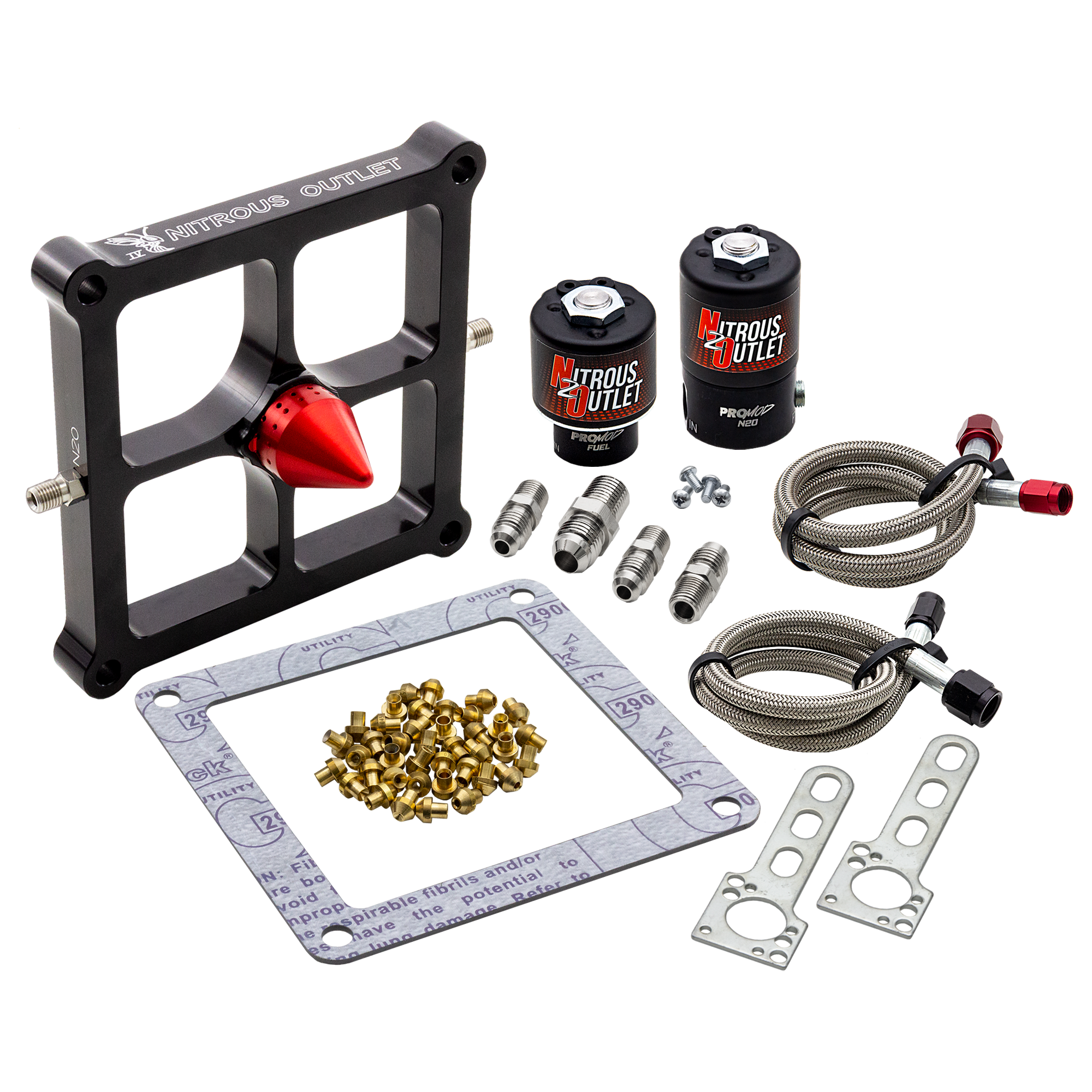 4500 Stinger 4 Solenoid Forward Conversion Kit Braided Hoses .122 Nitrous Soleno