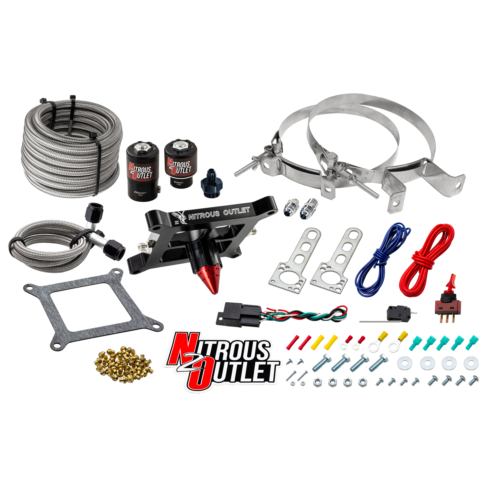 Nitrous Outlet 4150 Stinger 2 Dry System - Braided Hoses/.122 Nitrous Solenoid/U