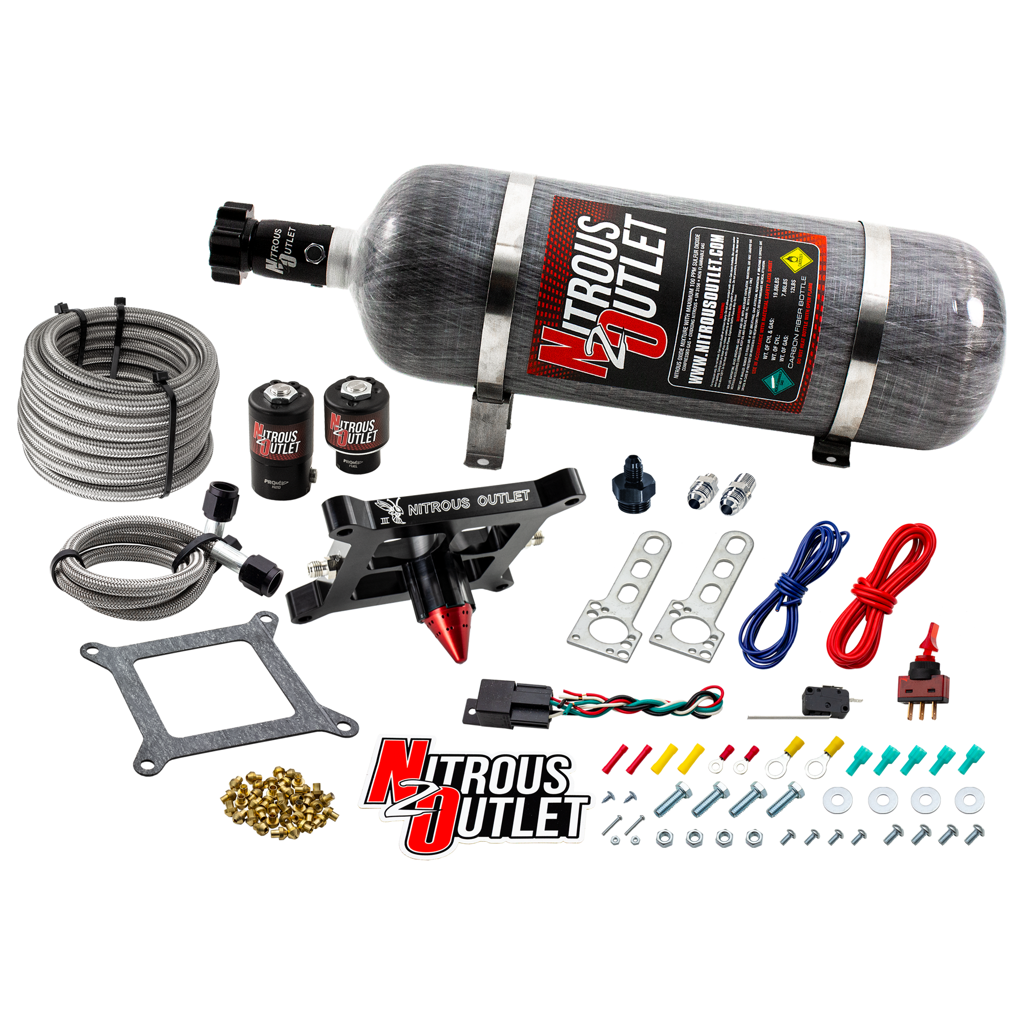 Nitrous Outlet 4150 Stinger 2 Dry System - Braided Hoses/.122 Nitrous Solenoid/U