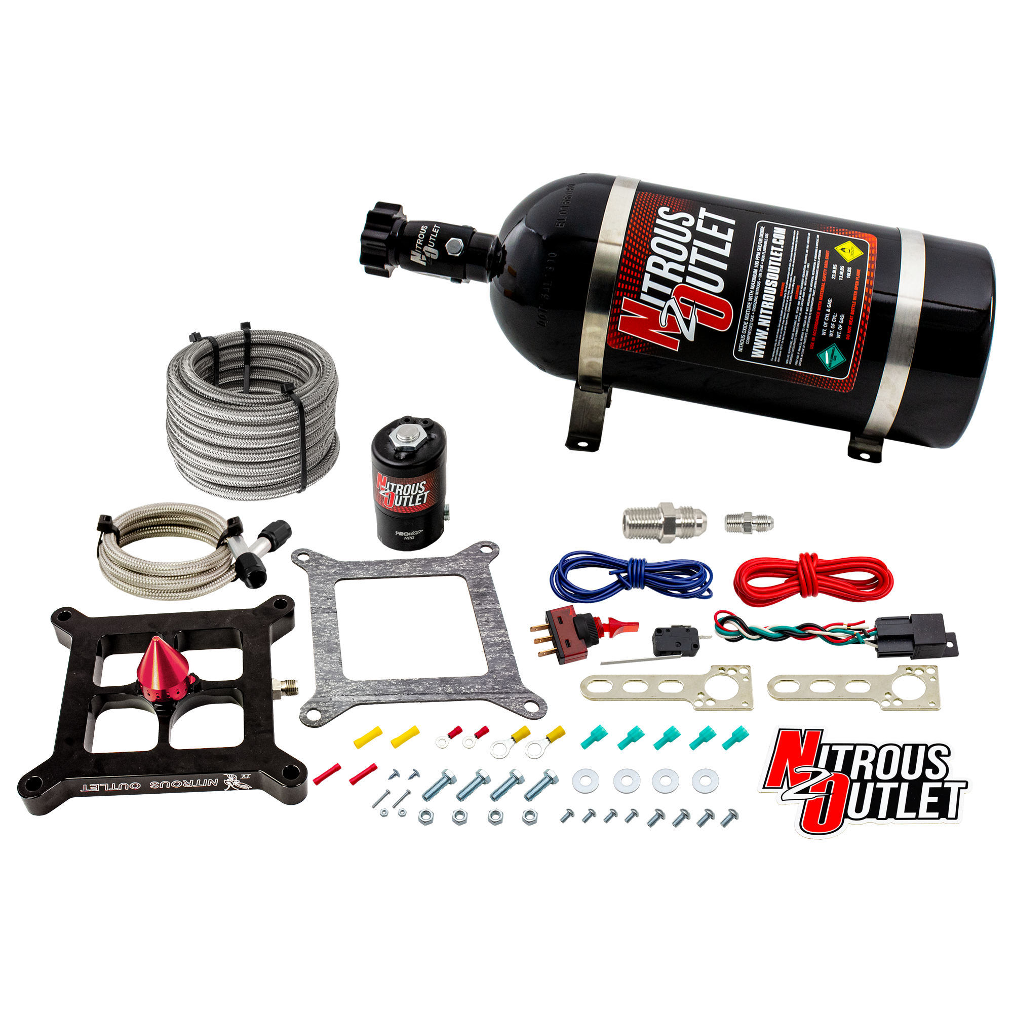 Nitrous Outlet 4150 Stinger 4 Dry System - Braided Hoses/.122 Nitrous Solenoid/U
