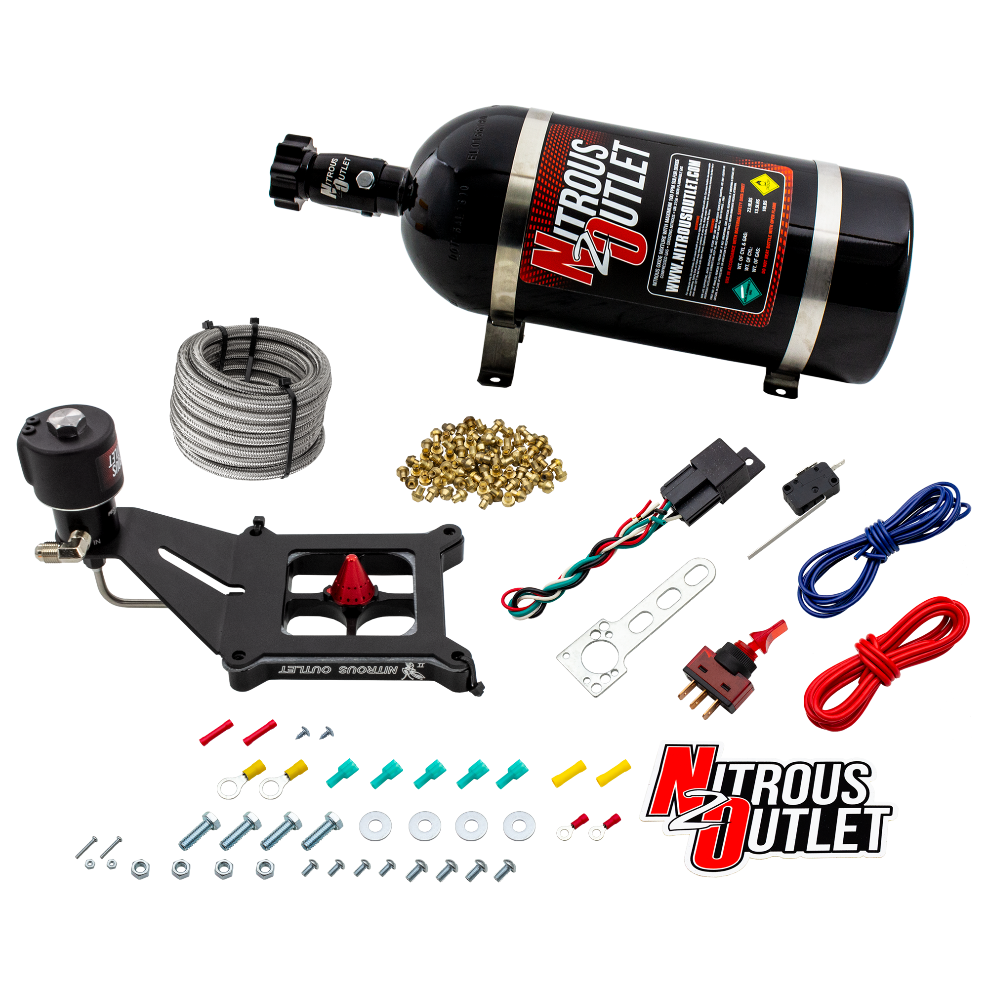 Nitrous Outlet 4150 Stinger 2 Dry Race System - Hard-line/.178 Trashcan Solenoid