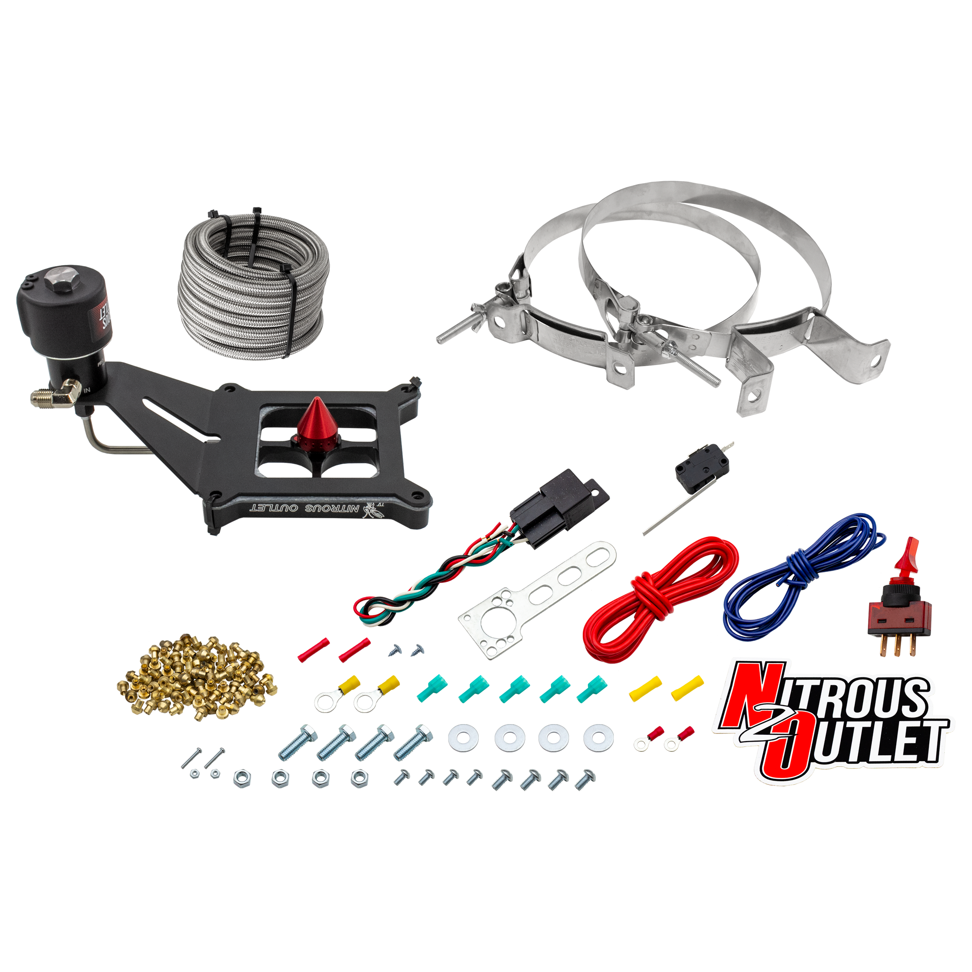 Nitrous Outlet 4150 Stinger 4 Dry Race System - Hard-line/.178 Trashcan Solenoid