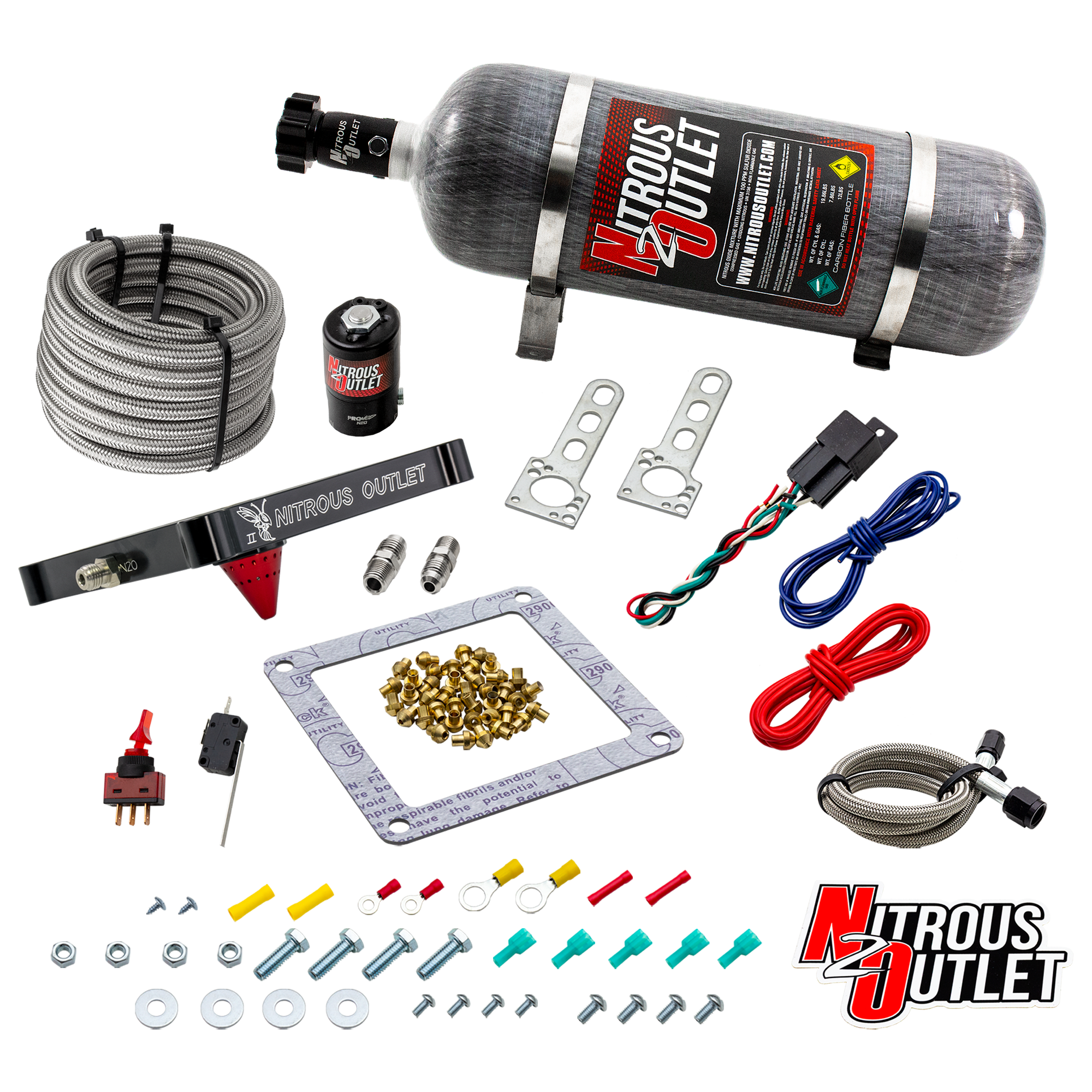 Nitrous Outlet 4500 Stinger 2 Dry System - Braided Hoses/.122 Nitrous Solenoid/U