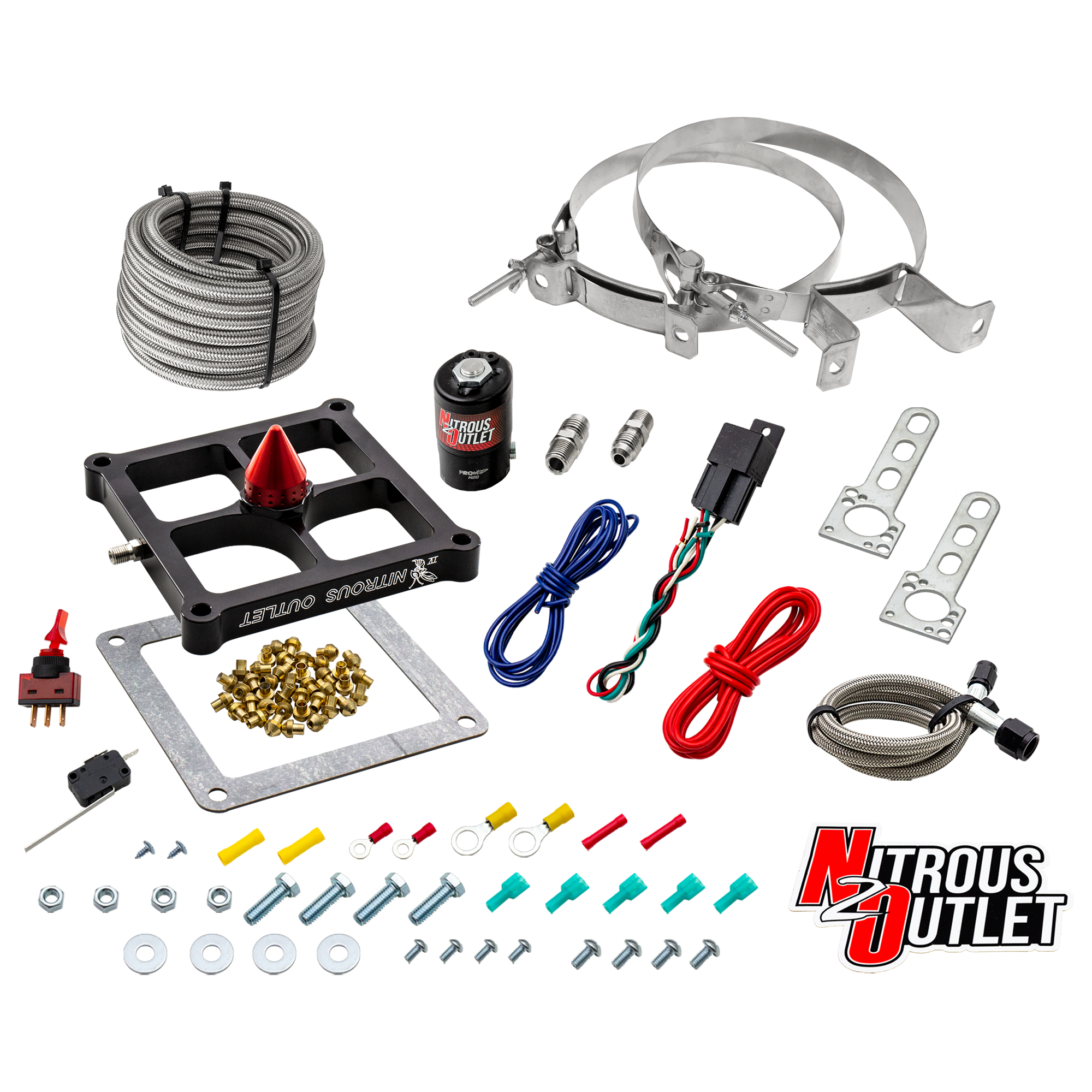 Nitrous Outlet 4500 Stinger 4 Dry System - Braided Hoses/.122 Nitrous Solenoid/U