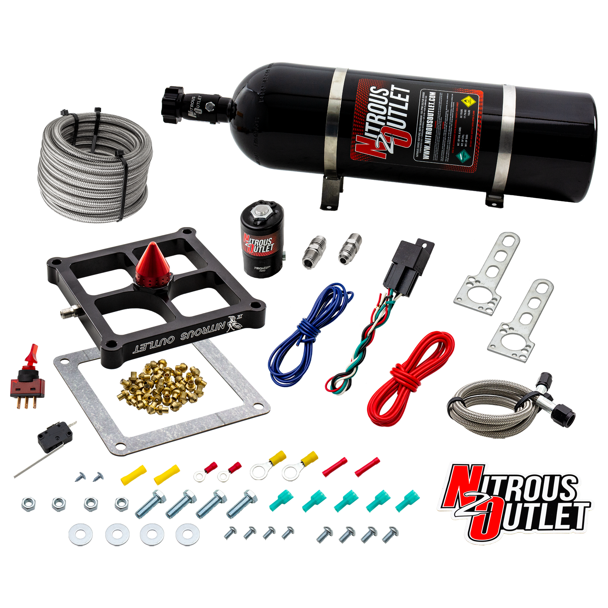 Nitrous Outlet 4500 Stinger 4 Dry System - Braided Hoses/.122 Nitrous Solenoid/U