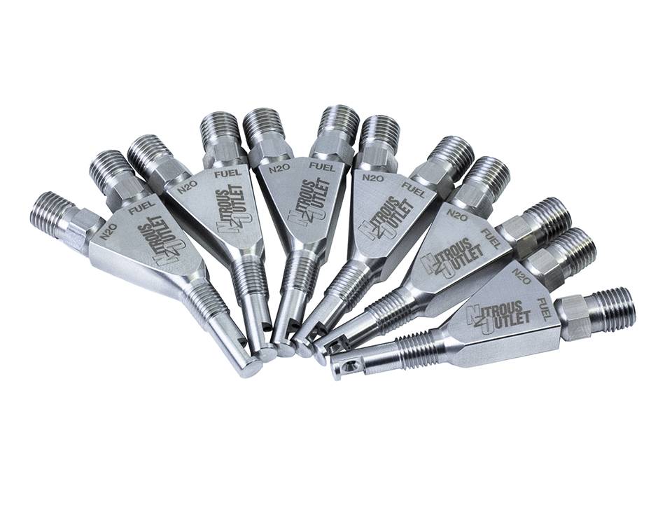 1/16 Inch NPT Wet Nitrous Nozzle 8 Pack 90 Degree Discharge Stainless Nitrous Ou