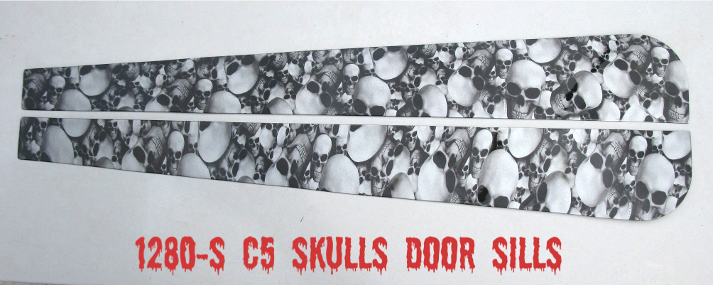 C5 Corvette Hydrocarboned SKULL Door Sill Plates