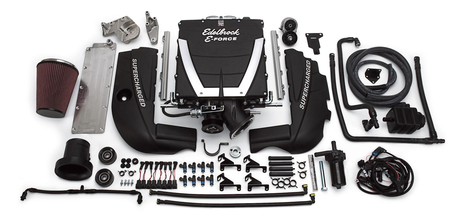 Edelbrock Supercharger, Universal, GM, Gen IV block, LS3/L92 Rectangular Port Heads, Truck (88mm Throttle Body) belt offset,