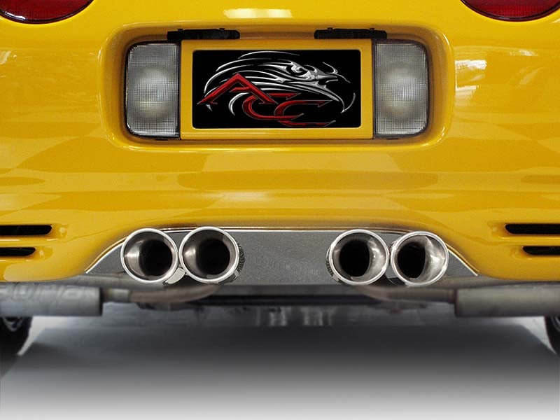 1999-2004 C5 Corvette, Exhaust Filler Panel Polished Borla Stinger Quad Oval Pipes, 100% Stainless Steel