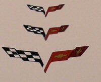 C6 Set of 5 Small Cross Flag Emblem -  1 3/8"x3/4"