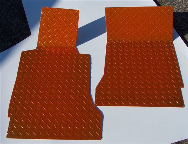 2005-2013 C6 Corvette, Floor Mats Show Diamond Plate Orange, Stainless Steel