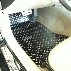 2005-2013 C6 Corvette, Floor Mats Show Diamond Plate Black, Stainless Steel