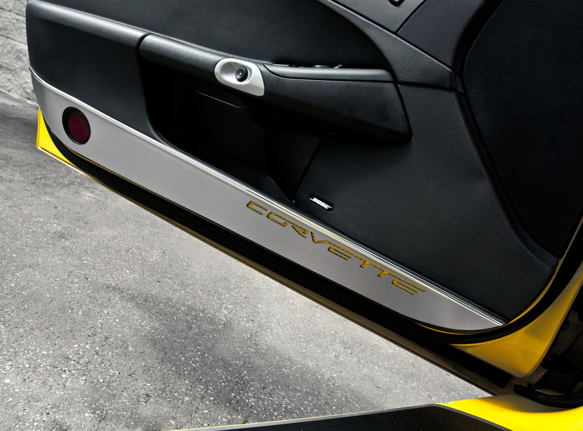 2005-2013 C6 Corvette, Door Guards Corvette Style Satin 2pc, Synergy Green, Stainless Steel