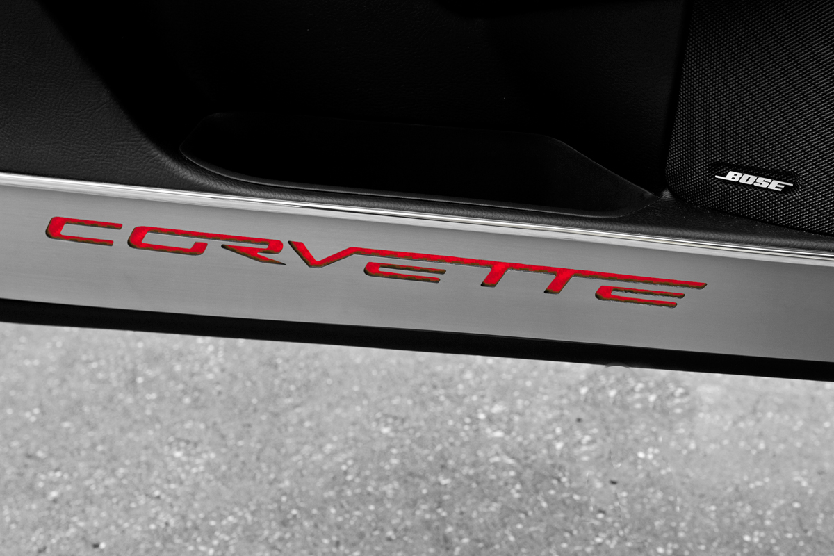 2005-2013 C6 Corvette, Door Guards Corvette Style Satin 2pc, Yellow, Stainless Steel