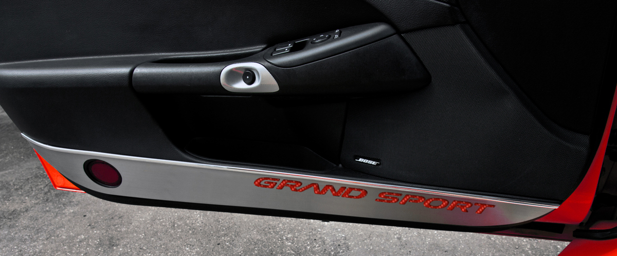 2005-2013 C6 Corvette, Door Guards Grand Sport Style Satin 2pc, Solid Black, Stainless Steel
