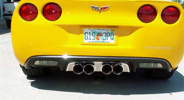 2005-2013 C6 Corvette, Exhaust Filler Panel Corsa 4.0 Twin 4 Tip Perforated, Stainless Steel