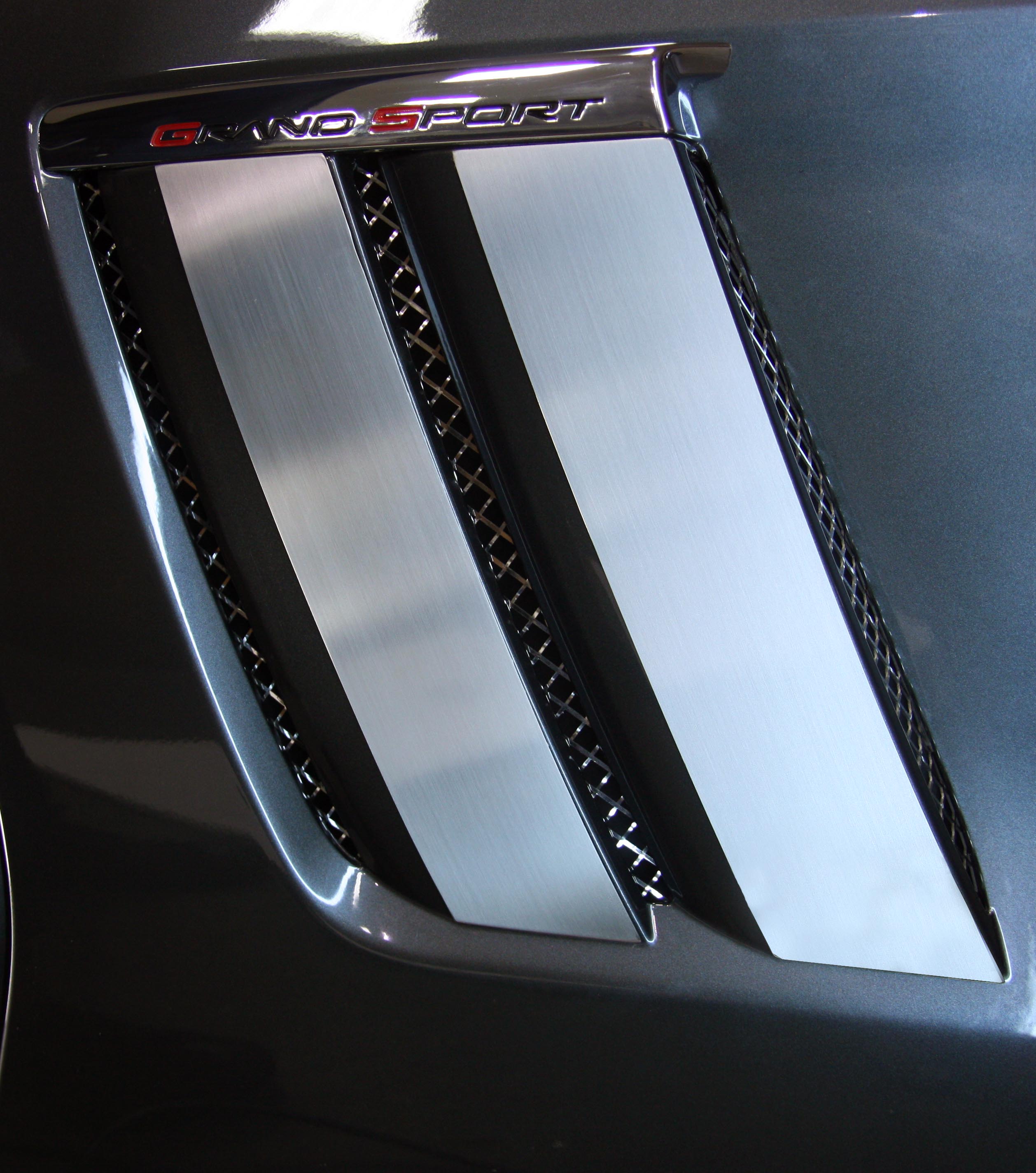 2010-2013 C6 Grand Sport Corvette, Fender Trim Plates Satin, Stainless Steel
