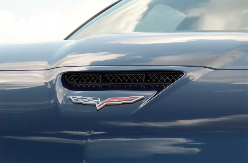 2006-2013 C6 ZR1/Z06/GS Corvette, Hood Vent Grille Laser Mesh Z06 Black Powder Coat Stealth, Stainless Steel