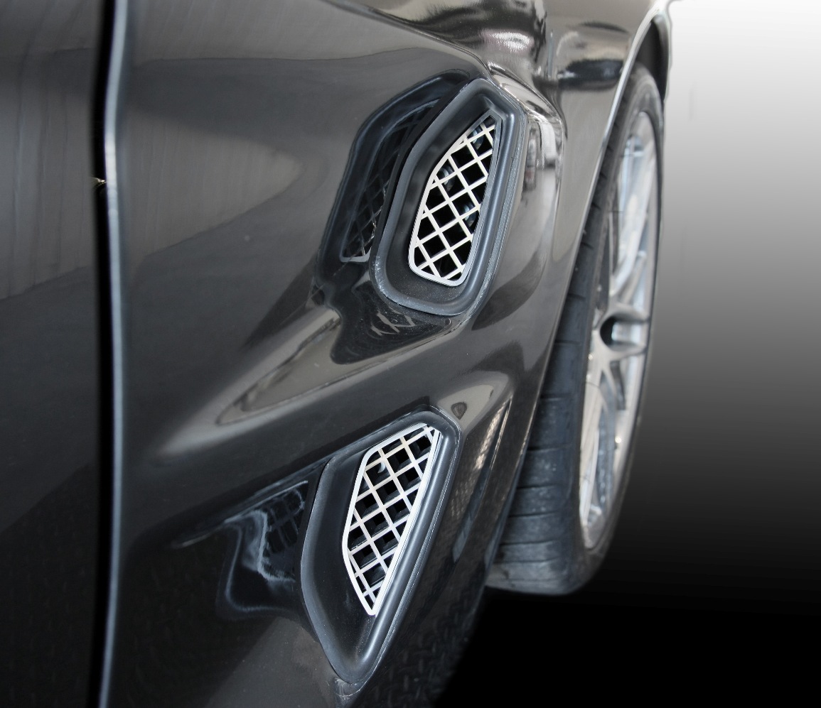 2009-2013 C6 ZR1 Corvette, Vent Grilles Laser Mesh Side Polished 4pc ZR1, Stainless Steel
