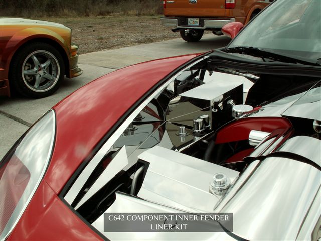 2005-2008 C6 Corvette, Inner Fender Liner Polished Component 8pc, Stainless Steel