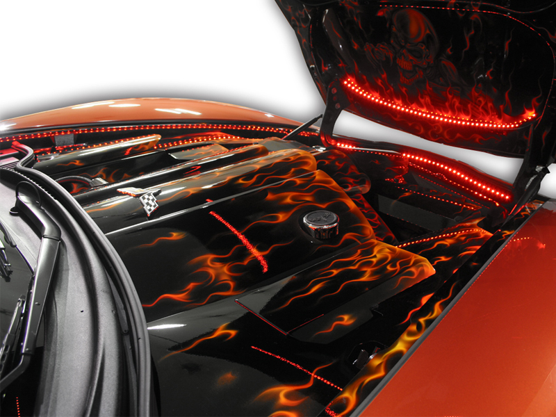2005-2008 C6 Corvette, Fender Caps Polished 2pc Illum. Red LED, Stainless Steel