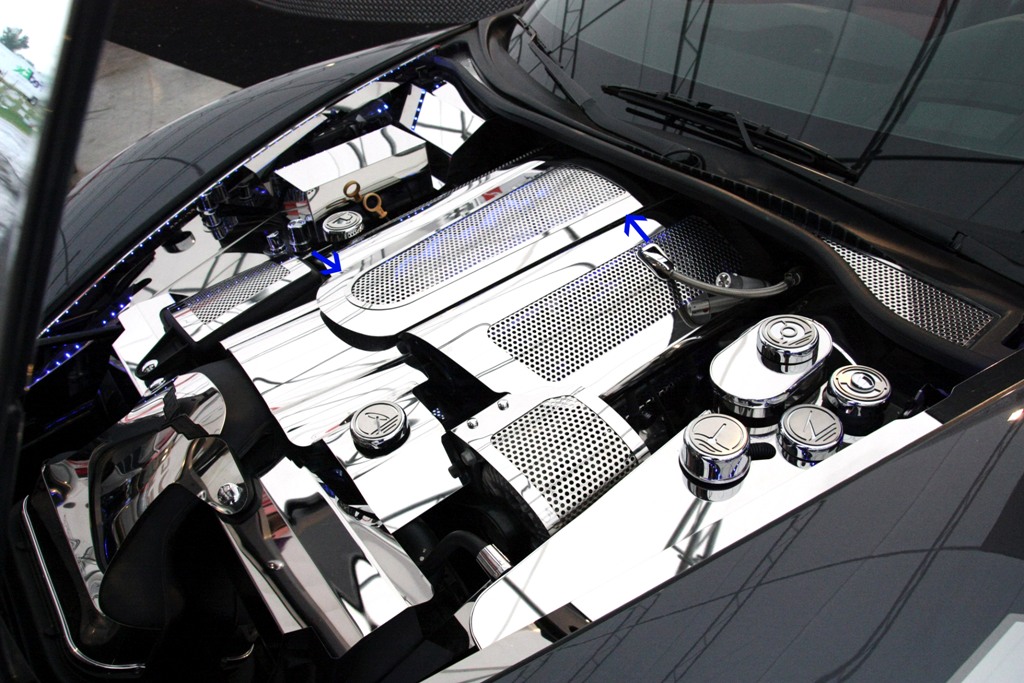 2008-2013 C6 Corvette, Plenum Cover Low Prof ONLY w/ ;043051; 043052; 043053 Illum. Blue LED, Stainless Steel