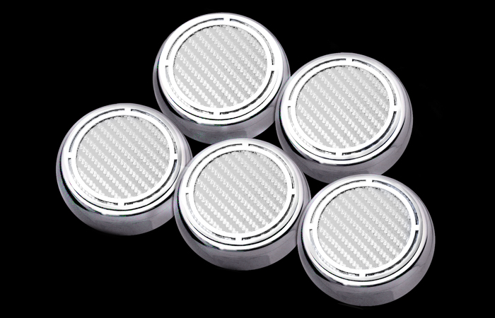 1997-2013 C5/C6 Corvette AUTO, Cap Cover Set Slotted Carbon Fiber 5pc Automatic, White, Stainless Steel