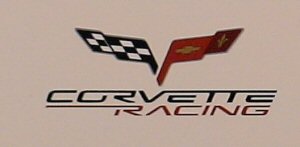 C6 Small Vinyl Corvette  Racing Emblem Decal 4.5" x 1.5" R/W/B