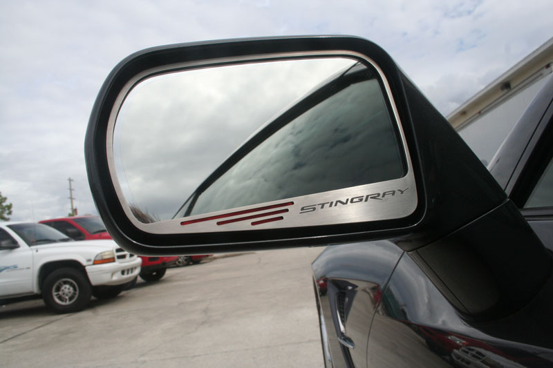 2014-2019 C7 Chevrolet, Side View Mirror Trim, American Car Craft 2pc Stingray Auto Dim Carbon Fiber Red