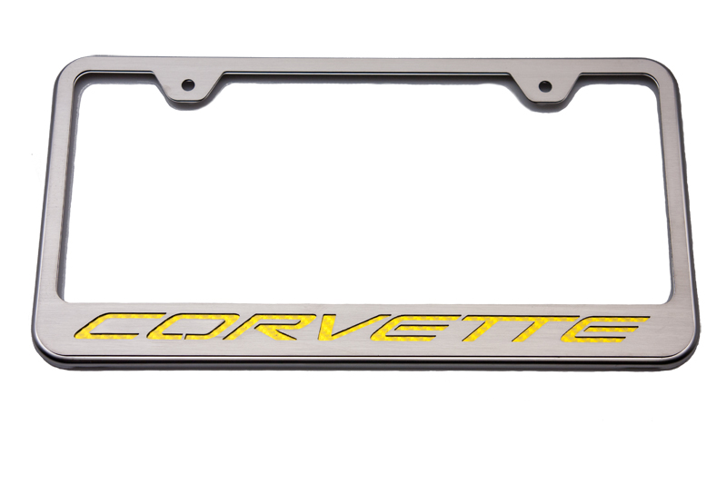 2014-2019 Chevrolet, Rear Tag Frame Corvette Script, American Car Craft Rear Tag Frame Corvette Script, Red, ILM