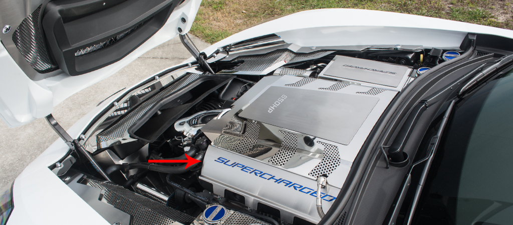 2014-2019 Chevrolet Corvette Z06, Fuel Rail Covers Illuminated, American Car Craft Blue Supercharged Style