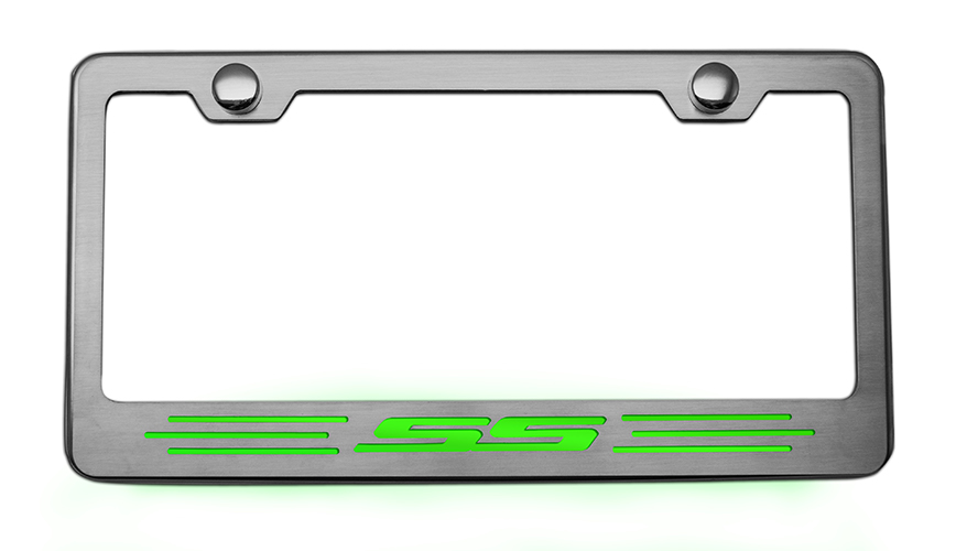 2010-2019 Camaro Rear License  Frame  SS Illum. Green, ; 102097-GRNL - Illuminated Green LED