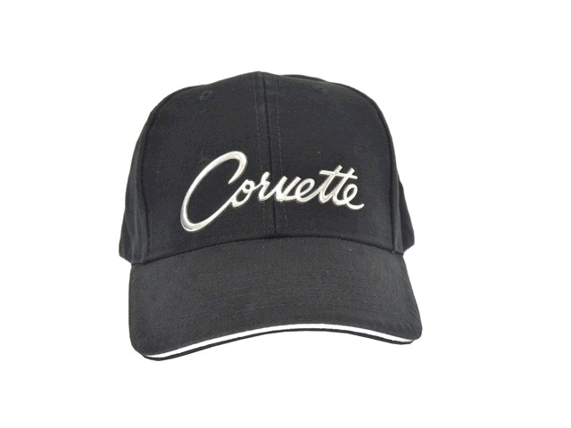 CORVETTE Hat with Black, Liquid Metal Corvette Script