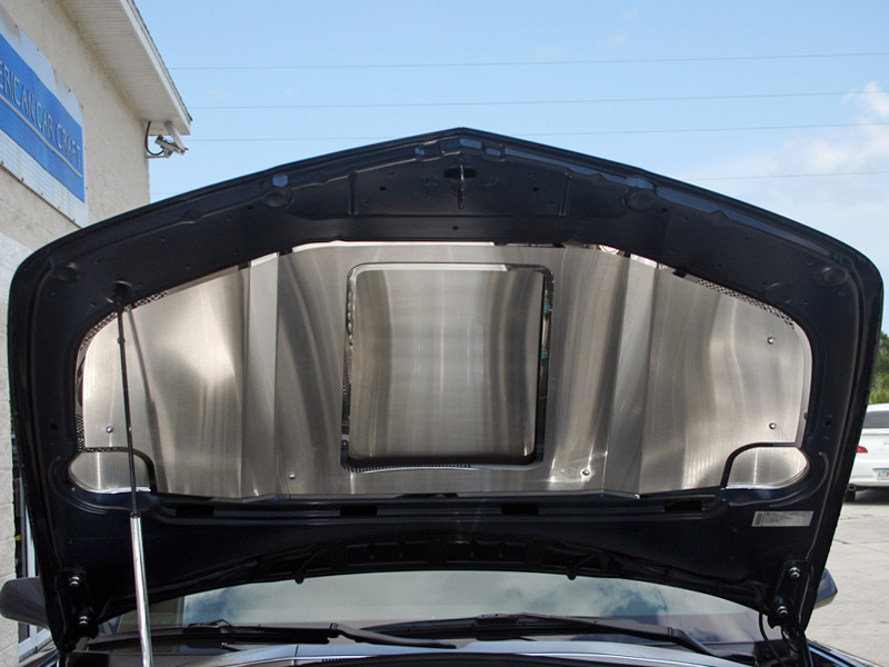 2010-2015 Camaro with Strut Bar Hood Panel Supercharged Polished, ; PLEASE NOTE: This recessed hood panel