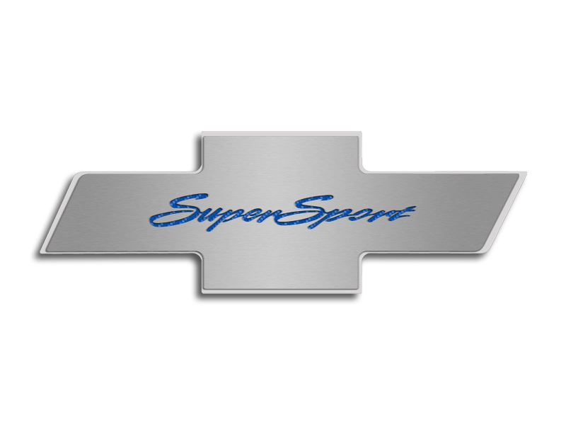 2010-2015 Camaro Hood Badge "Super Sport" Stainless Emblem fits factory hood pad CF Blue, ; 103064-BLU - Blue Carbon Fiber
